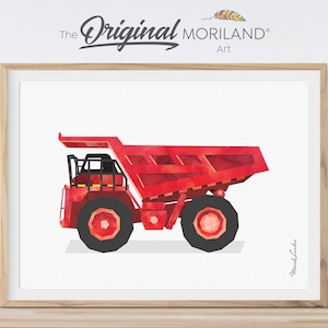 Red Dump Truck Print: Construction Vehicle Wall Decor (Digital Download)