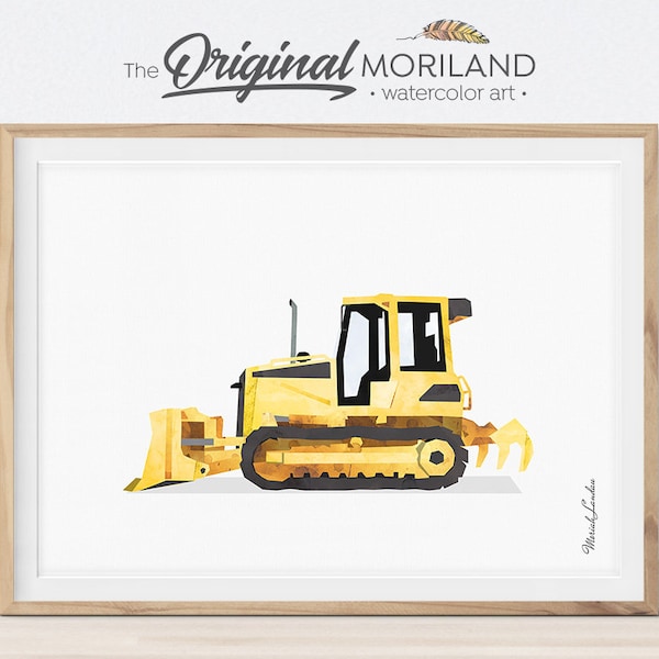 Bulldozer Watercolor Print, Construction Nursery Decor (Digital Download)