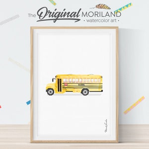 School Bus Print, Vertical Bus Print, Nurseries Prints, Vehicles Art, Transportation Kids Bedroom Wall Art, Nursery Vehicle, MORILAND®