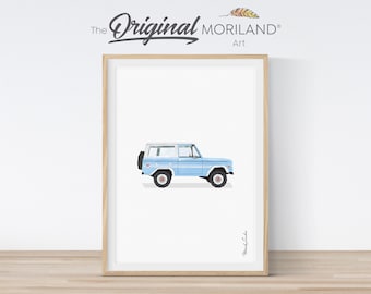 Baby Blue SUV Print, Vintage Car Watercolor Art (Digital Download)