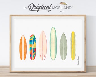 Surfboards Art Print, Printable Surfboards Wall Art, Watercolor Surfboard, Coastal Poster, Boy Nursery Decor, Surf Nursery Decor, MORILAND®