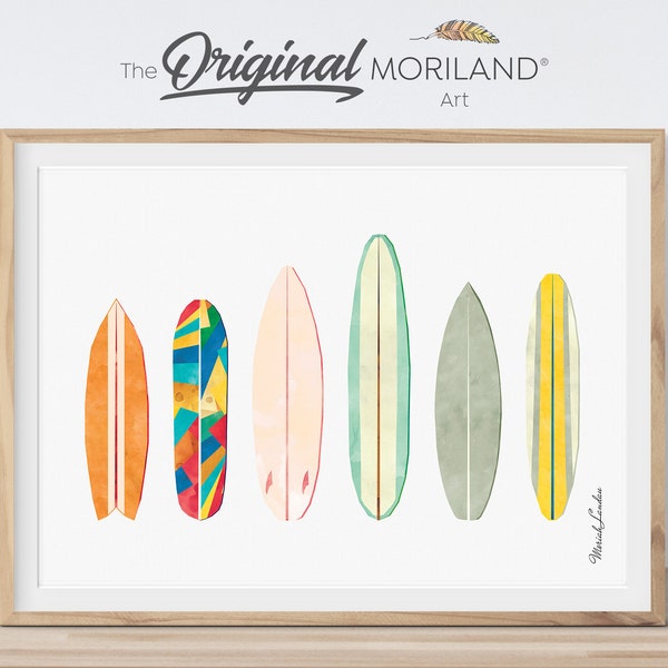 Surfboards Art Print, Printable Surfboards Wall Art, Watercolor Surfboard, Coastal Poster, Boy Nursery Decor, Surf Nursery Decor, MORILAND®