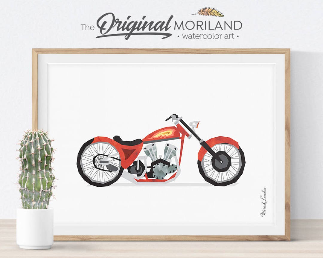 Motorbike Print, Motorcycle Wall Art, Transportation Wall Art, Motorcycle Art, Toddler Play Room ...