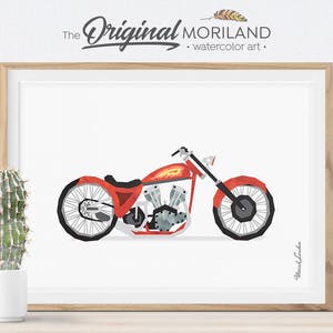 Motorcycle Wall Art Print, Toddler Boy Room Decor (Digital Download)
