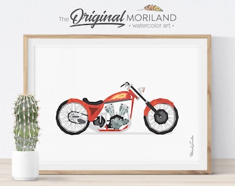 Lámina decorativa de motocicleta para pared, decoración para habitación de niño pequeño (descarga digital)