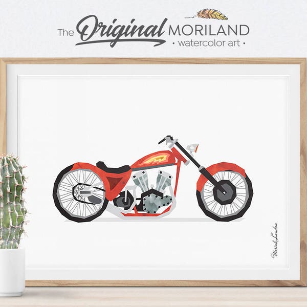 Motorcycle Wall Art Print, Toddler Boy Room Decor (Digital Download)