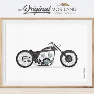 Motorcycle Watercolor Art Print, Boy's Room Decor (Digital Download)