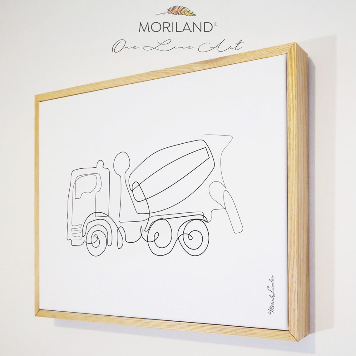 One Line Art Drawing Print Cement Mixer Art Construction Etsy