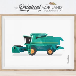 Combine Harvester Print, Transportation Wall Art, Tractor Combine, Tractor Birthday Party, Farmhouse Decor, Little Boy Room, Printable