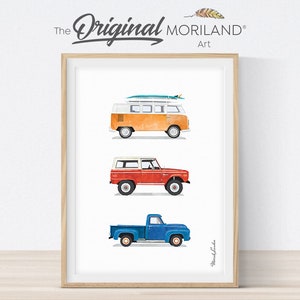 Classic Cars Print, Vintage Car Print, Printable Bedroom Wall Art, Surfboard Wall Art, Surf Art, Transportation Decor, Classic Car Wall Art