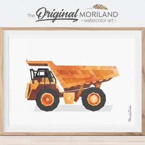 Dump Truck Wall Decor, Dump Truck Print, Construction Vehicle, Nursery Boy Room Decor, Toddler Art, Transportation Print, Party Printables