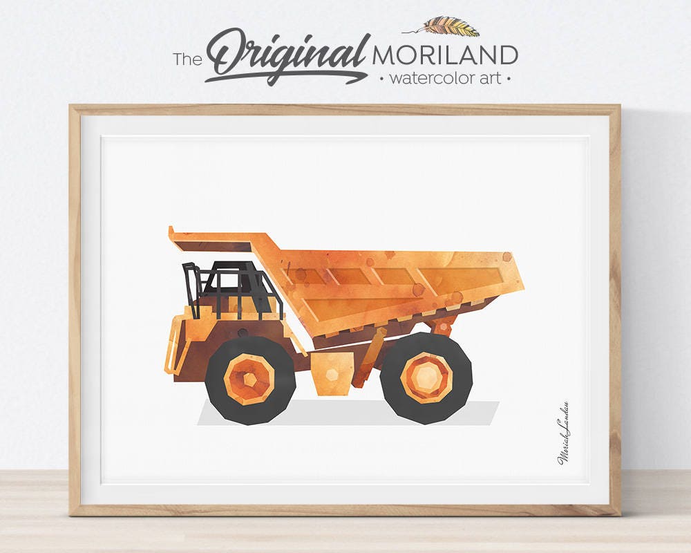 Boys Wall Art Transportation Decor Construction Birthday Machine Print Boy Bedroom Art Construction Print Drill Truck Print