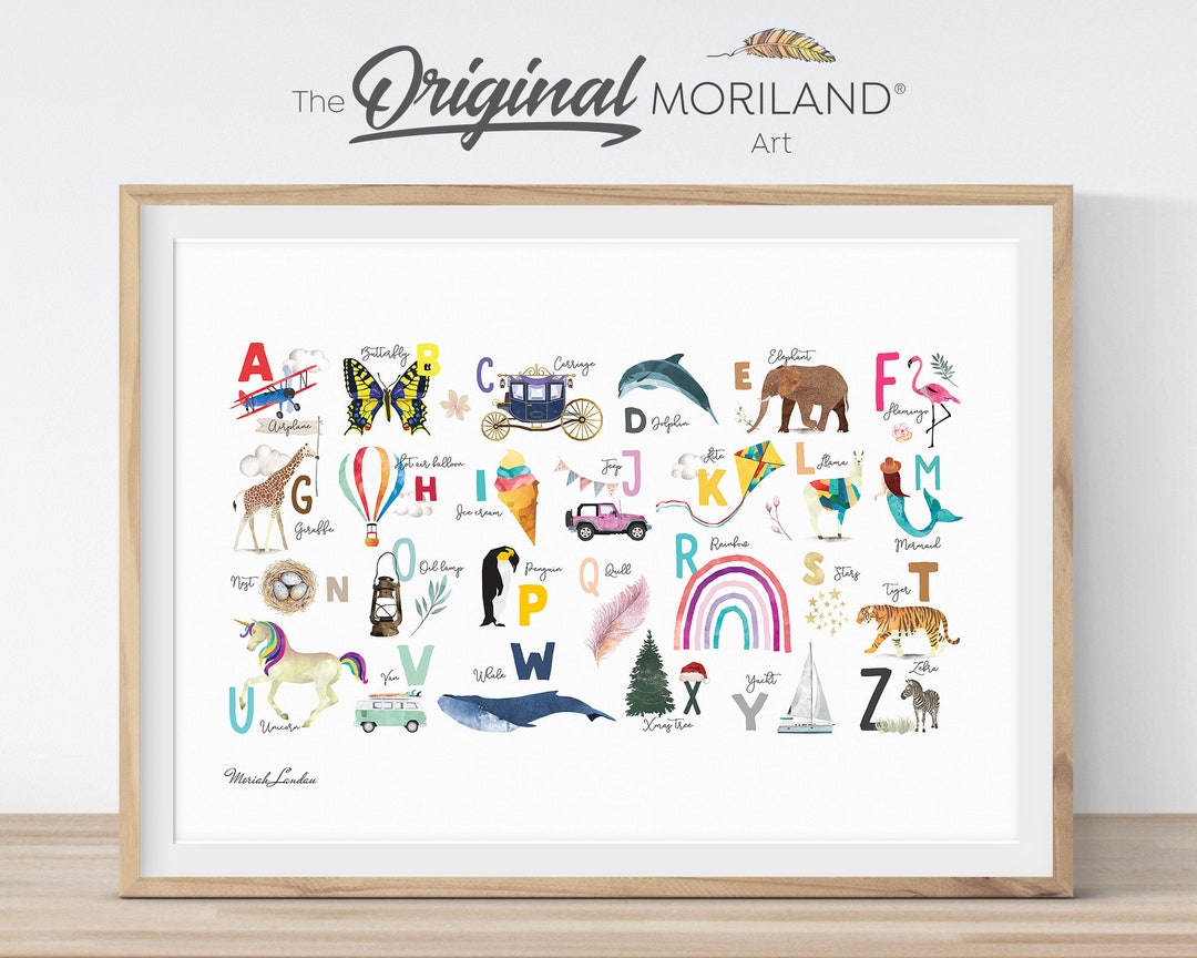 Alphabet Print Vertical Alphabet Educational Poster for - Etsy