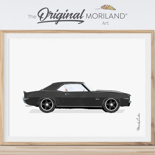 Black Classic American Car Print, Transportation Wall Art, Car Printable, Boy Nursery, Boy Bedroom Decor, Vehicle Art | MORILAND®