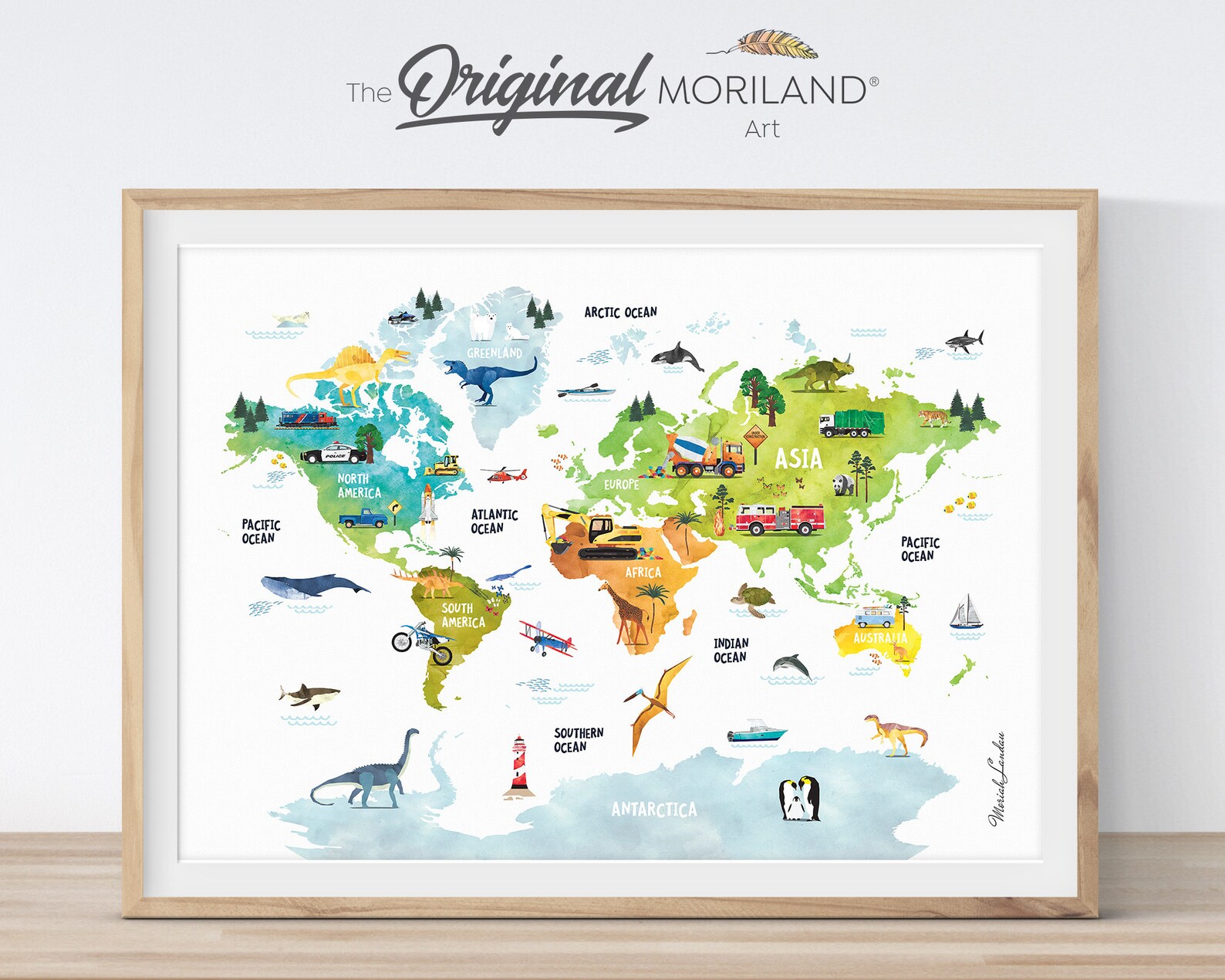 Printable World Map Transportation Dinosaurs and Animals - Etsy