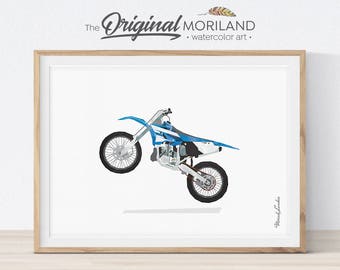 Stampa acquerello di moto da cross, arte murale di motocross (file digitale)