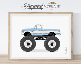 Monster Truck Print, Pickup Truck Art, Transportation Art, Boys Nursery Decor, Truck Prints, Monster Truck Birthday, Automobile Printable