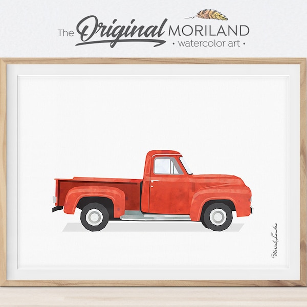 Old Truck Print, Pickup Truck Wall Art, Classic Car Print, Truck Art, Boy Nursery Decor, Car Printable Poster, Transportation Art, MORILAND®