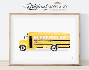 School Bus Print, Bus Print, Nursery Prints, Vehicles Nursery Art, Transportation Decor, Kid Room Decor, Classroom Wall Art, Car Printable