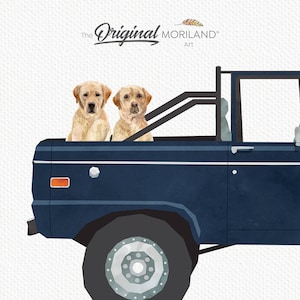 Oldtimer met labradorhonden print, pick-up truck muurkunst, huisdier afdrukbare poster, huisdier Memorial cadeau, huisdier portret | MORILAND®