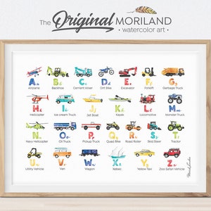 Alphabet Print, Printable Alphabet Transportation, Horizontal, ABC Poster, Alphabet Poster, Classroom Decor, Vehicle Boy Bedroom Wall Art