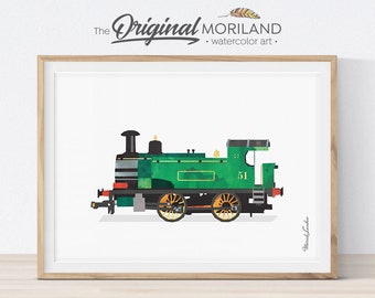 Green Train Watercolor Print, Kids Nursery Decor (Digital Download)
