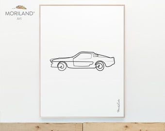 One Line Drawing Car Print - Vertical, Toddler Boy Room Art, Transportation Decor Printable, Minimalist Art, MORILAND®