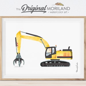 Material Handler Excavator Print, Digger Art, Construction Print, Boy Room Decor, Printable Art, Truck Print, Transportation Decor