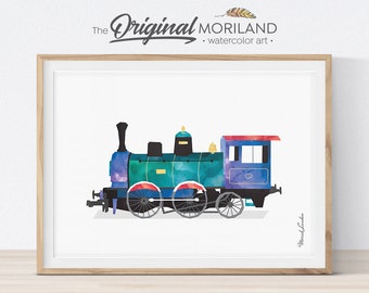 Steam Locomotive Art Print, Train Printable, Transportation Nursery, Train Nursery, Playroom Decor, Vintage Train Decor, Train Wall Art