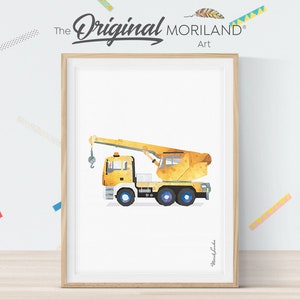 Crane Truck Print, Construction Décor, Vehicle Vertical Print, Big Boy Room Art, Transportation Toddler Wall Art, Construction Birthday