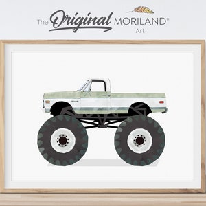Sage Green Monster Truck Print, Pickup Monster Truck Art, Printable Transportation, Boys Nursery Decor, Monster Truck Birthday | MORILAND®