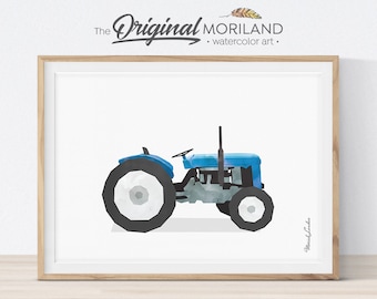 Blue Tractor Print, Farmhouse Nursery Decor (Digital Download)