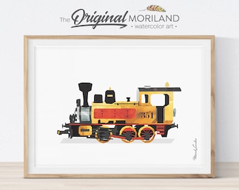 Steam Locomotive Watercolor Art Print, Train Nursery Decor (Digital Download)