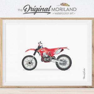 Watercolor Dirt Bike Print, Transportation Decor (Digital File)