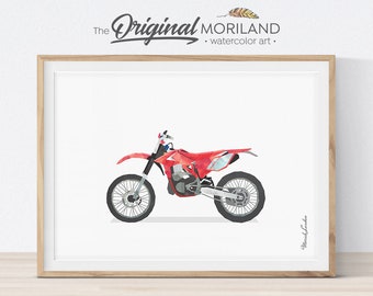 Stampa acquerello di moto da cross, decorazione di mezzi di trasporto (file digitale)