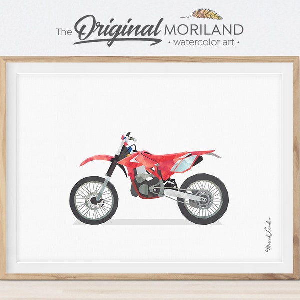 Watercolor Dirt Bike Print, Transportation Decor (Digital File)