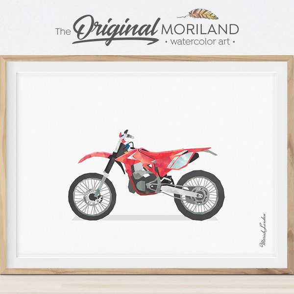 Dirt Bike Print, Dirt Bike Decor, Motorcycle Wall Art, Transportation Decor, Dirt Bike Art, Watercolor Decor, Toddler Wall Art, Printable