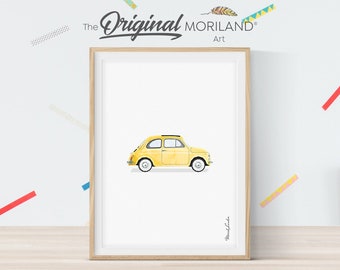 Yellow Classic Car Print, Vintage Vehicle Wall Art (Digital Download)