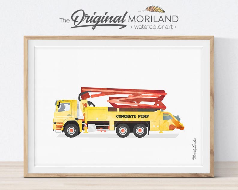 Download Concrete Pump Truck Print Truck Print Wall Art Construction | Etsy