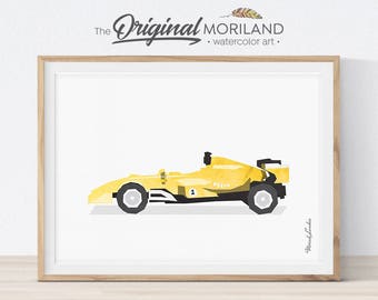 Impression aquarelle de voiture de course, art mural transport (téléchargement numérique)