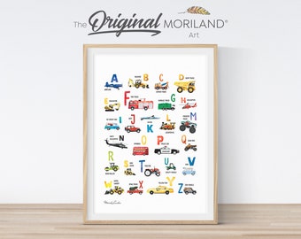 Transportation Alphabet Print, Vehicle ABC, Boys Room Wall Art (Digital Download)
