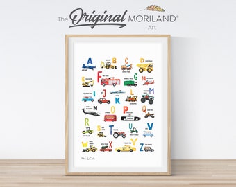 Alphabet Print, Printable Vertical Transportation Alphabet Educational Poster, ABC Wall Art, Nursery Decor, Gifts for Kids, MORILAND®