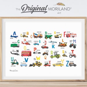 Alphabet Print, Printable Alphabet Transportation, Horizontal, ABC Poster, Classroom Decor, Vehicle Boy Bedroom Wall Art,Educational Posters