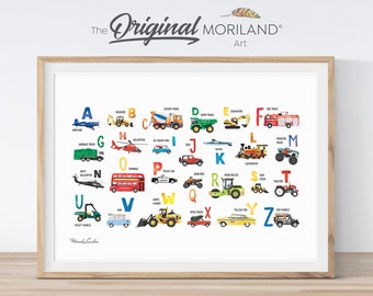Transportation Alphabet Print, Vehicle ABC Wall Art, Boy Room Decor (Digital Download)