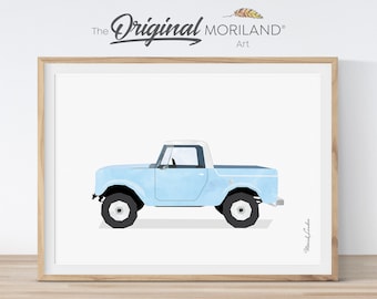 Baby Blue Vintage Truck Illustration, Boys Nursery Art, Digital File