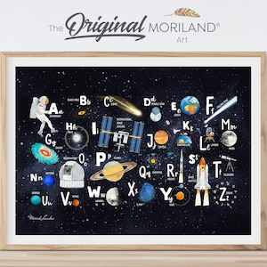 Space Alphabet Print, Printable Space Alphabet, Horizontal, ABC Poster, Educational Alphabet Poster, Classroom Decor, Boy Bedroom Wall Art