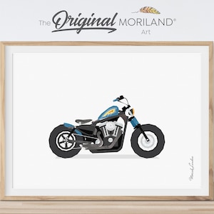 Vintage Motorcycle Printable Poster Print, Motorbike Biker Wall Art, Boy Nursery Decor, Vehicles Art, Gift | MORILAND®