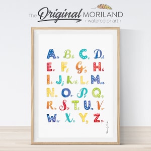 Alphabet Print, Multicolor Alphabet Poster, ABC Print, Alphabet Wall Art, Nursery Decor, Vertical Print, Printable Alphabet