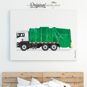 Canvas Print - Garbage Truck Canvas Art Print, Horizontal, Boy Bedroom Art, MORILAND®