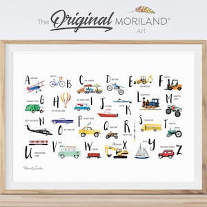 Alphabet Print, Printable Alphabet Transportation, Horizontal, ABC Poster, Classroom Decor, Boy Bedroom Wall Art, Educational Posters